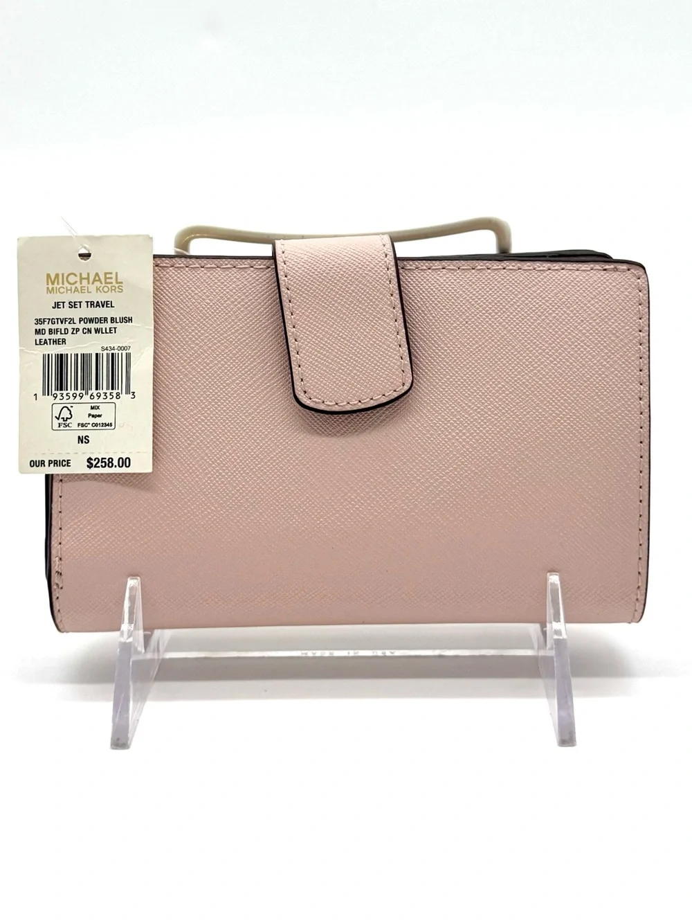 Michael Kors Bifold Zip Chain Wallet Powder Blush